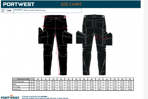 Pantaloni Eco Stretch Trade, alb, regular, Wx2, Portwest